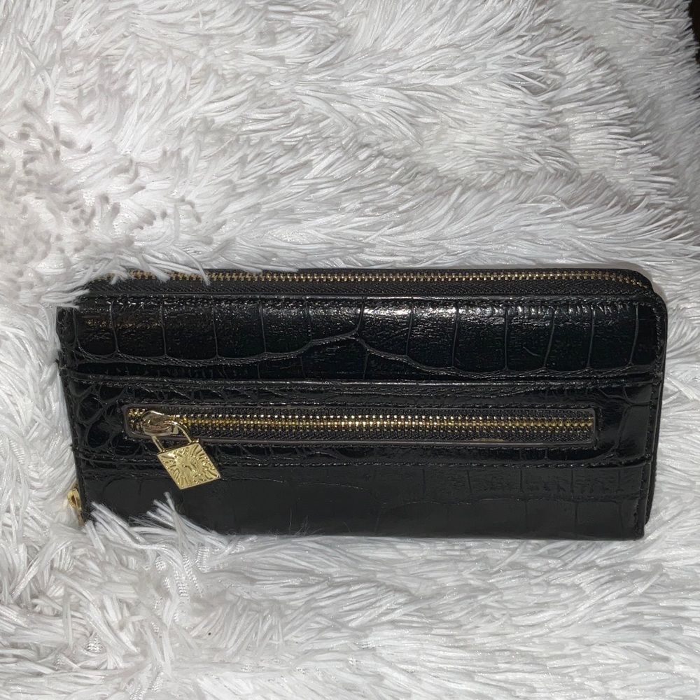 Anne Klein Black Croc-Embossed Wallet